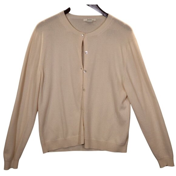 Neiman Marcus Cashmere Collection Women's Beige Button-Up Cardigan Sweater Size - Picture 1 of 10